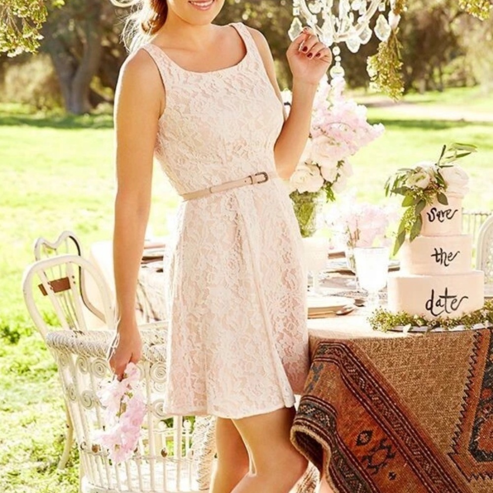 Lauren Conrad Blushing Bloom White Floral Lace Sleeveless Fit & Flare Dress, 2